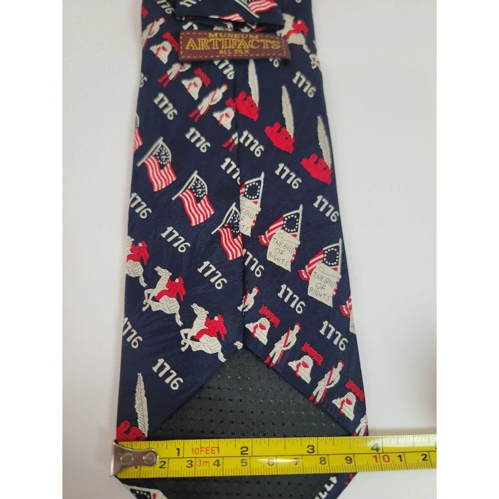 Museum Artifacts Silk Tie Patriotic 1776 Bill of Rights Flag Novelty Necktie USA